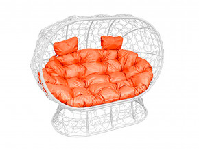 Кокон Лежебока на подставке с ротангом оранжевая подушка в Лесном - lesnoj.magazinmebel.ru | фото