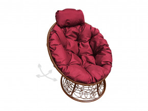 Кресло Папасан мини пружинка с ротангом бордовая подушка в Лесном - lesnoj.magazinmebel.ru | фото