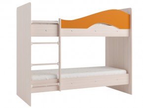Кровать 2-х ярусная Мая на латофлексах млечный дуб, оранжевая в Лесном - lesnoj.magazinmebel.ru | фото