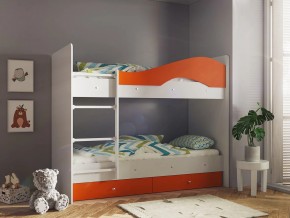 Кровать 2-х ярусная Мая с ящиками на латофлексах белый-оранж в Лесном - lesnoj.magazinmebel.ru | фото