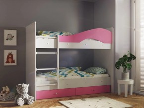 Кровать 2-х ярусная Мая с ящиками на латофлексах белый-розовый в Лесном - lesnoj.magazinmebel.ru | фото