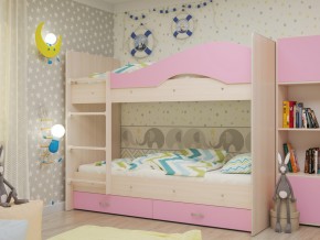Кровать 2-х ярусная Мая с ящиками на латофлексах розовая в Лесном - lesnoj.magazinmebel.ru | фото - изображение 1