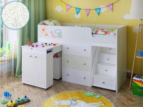 Кровать чердак Малыш 80х180 белый с фасадом для рисования феритейл в Лесном - lesnoj.magazinmebel.ru | фото