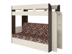 Кровать двухъярусная Карамель 75 венге ткань машинки в Лесном - lesnoj.magazinmebel.ru | фото - изображение 1