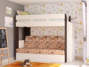 Кровать двухъярусная Карамель 75 венге ткань савана в Лесном - lesnoj.magazinmebel.ru | фото