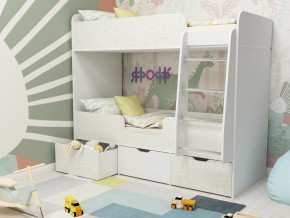 Кровать двухъярусная Малыш двойняшка белый феритейл в Лесном - lesnoj.magazinmebel.ru | фото