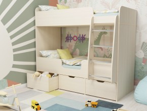 Кровать двухъярусная Малыш двойняшка дуб молочный в Лесном - lesnoj.magazinmebel.ru | фото