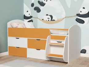 Кровать Малыш-7 белое дерево-оранжевый в Лесном - lesnoj.magazinmebel.ru | фото