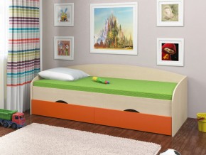 Кровать Соня 2 дуб молочный-оранжевый в Лесном - lesnoj.magazinmebel.ru | фото