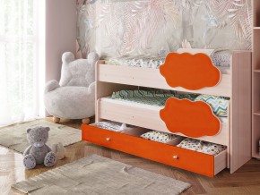 Кровать Соник с ящиком млечный дуб-оранж в Лесном - lesnoj.magazinmebel.ru | фото