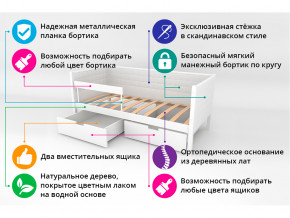 Кровать-тахта мягкая Svogen с ящиками и бортиком мятно-синий в Лесном - lesnoj.magazinmebel.ru | фото - изображение 3