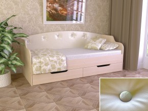Кровать Юниор Тип 2 дуб молочный-белый перламутр 800х1600 в Лесном - lesnoj.magazinmebel.ru | фото
