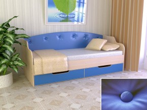 Кровать Юниор Тип 2 дуб молочный/синий 800х1600 в Лесном - lesnoj.magazinmebel.ru | фото