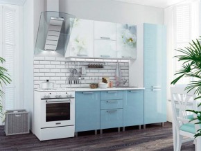 Кухня 2100 Бьянка голубые блестки в Лесном - lesnoj.magazinmebel.ru | фото