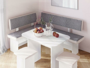 Кухонный уголок Парма Белый, ткань серая в Лесном - lesnoj.magazinmebel.ru | фото - изображение 3