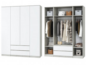 Шкаф для одежды четырехдверный Лори дуб серый, белый в Лесном - lesnoj.magazinmebel.ru | фото