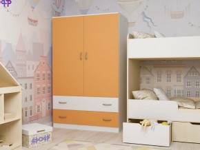 Шкаф двухстворчатый белый-оранж в Лесном - lesnoj.magazinmebel.ru | фото - изображение 1