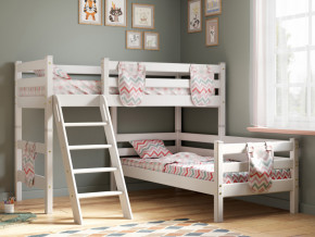 Угловая кровать Соня Вариант 8 с наклонной лестницей белая в Лесном - lesnoj.magazinmebel.ru | фото